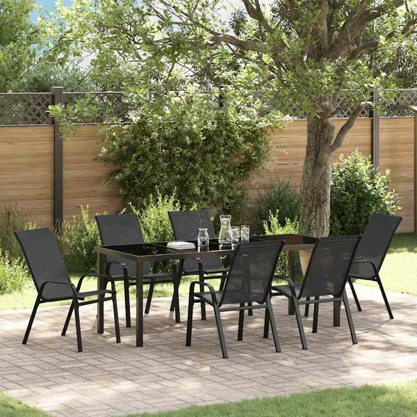 Ensemble de salle à manger pour jardin 7 pcs Noir