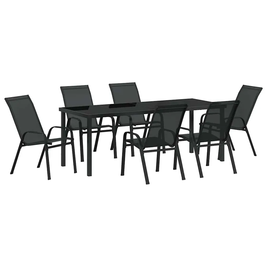 Ensemble de salle à manger pour jardin 7 pcs Noir - 2