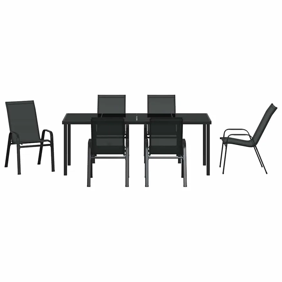 Ensemble de salle à manger pour jardin 7 pcs Noir - 7