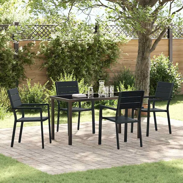 Ensemble de salle à manger pour jardin 5 pcs Noir