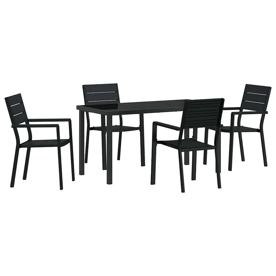Ensemble de salle à manger pour jardin 5 pcs Noir - 2