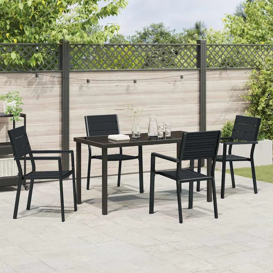 Ensemble de salle à manger pour jardin 5 pcs Noir - 4