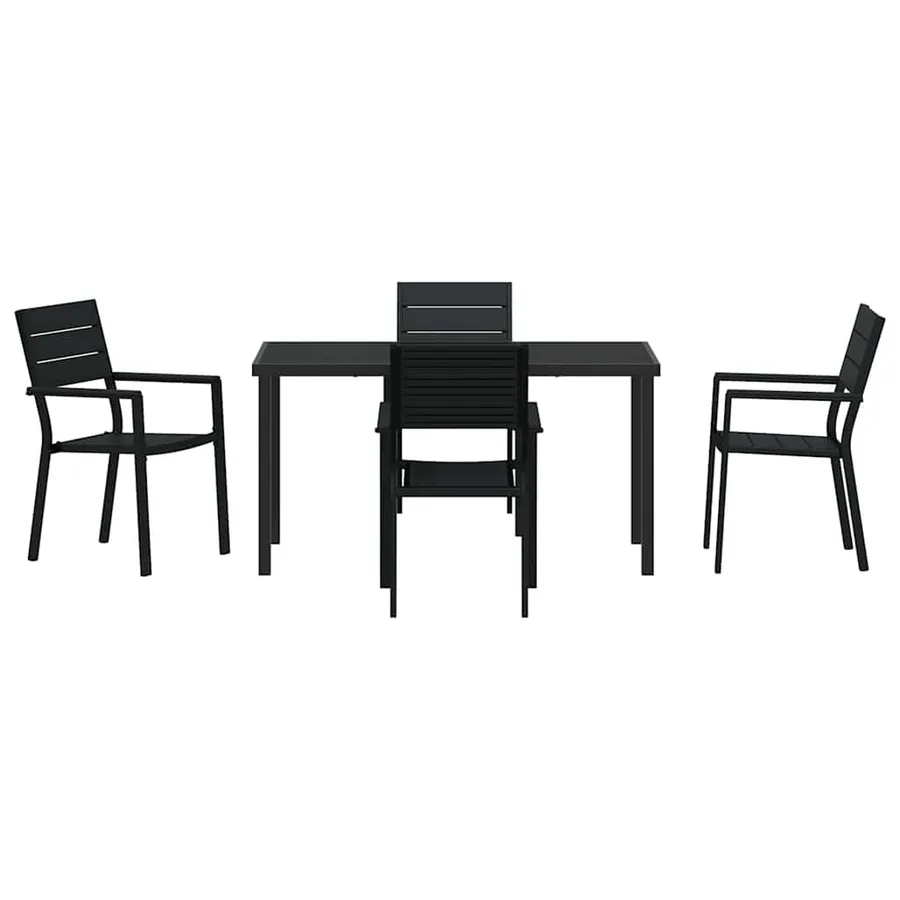 Ensemble de salle à manger pour jardin 5 pcs Noir - 7