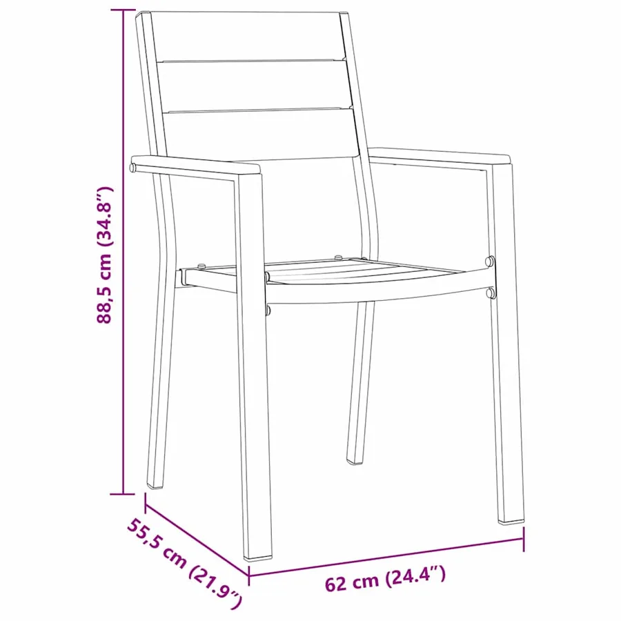 Ensemble de salle à manger pour jardin 5 pcs Noir - 8