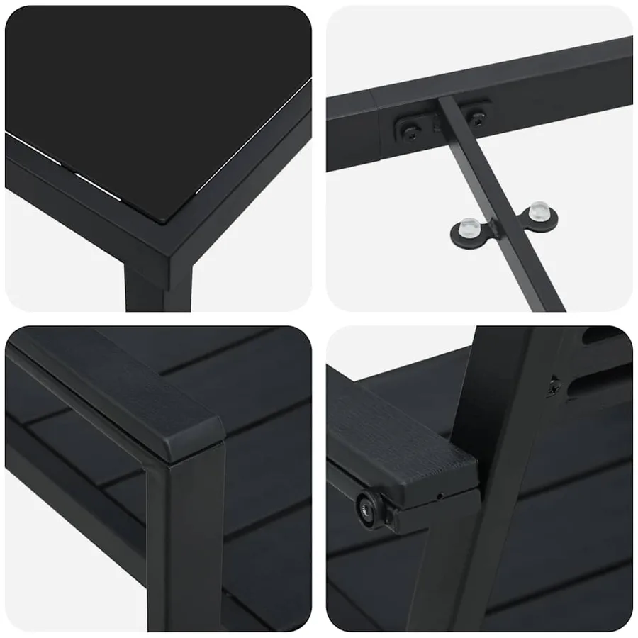 Ensemble de salle à manger pour jardin 5 pcs Noir - 9