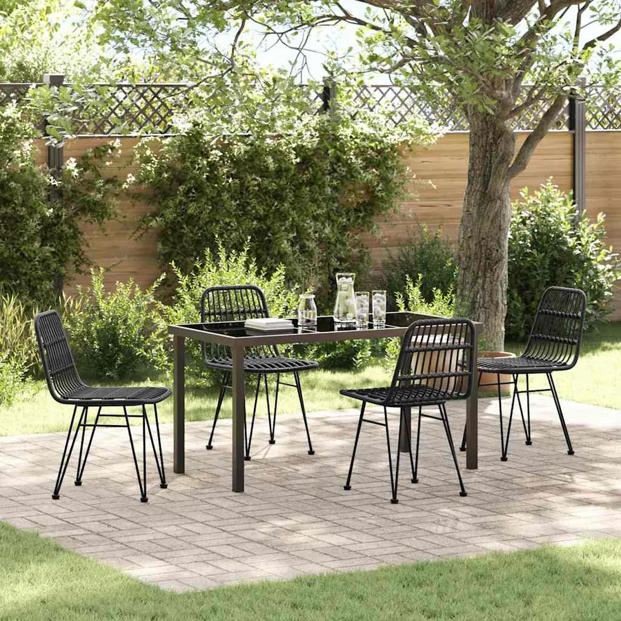 Ensemble de salle à manger pour jardin 5 pcs Noir