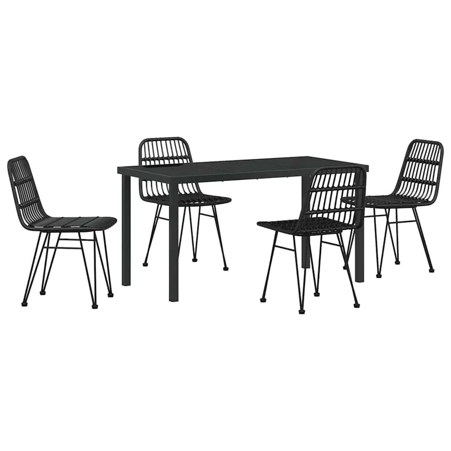 Ensemble de salle à manger pour jardin 5 pcs Noir - 2