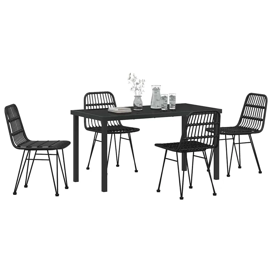 Ensemble de salle à manger pour jardin 5 pcs Noir - 3