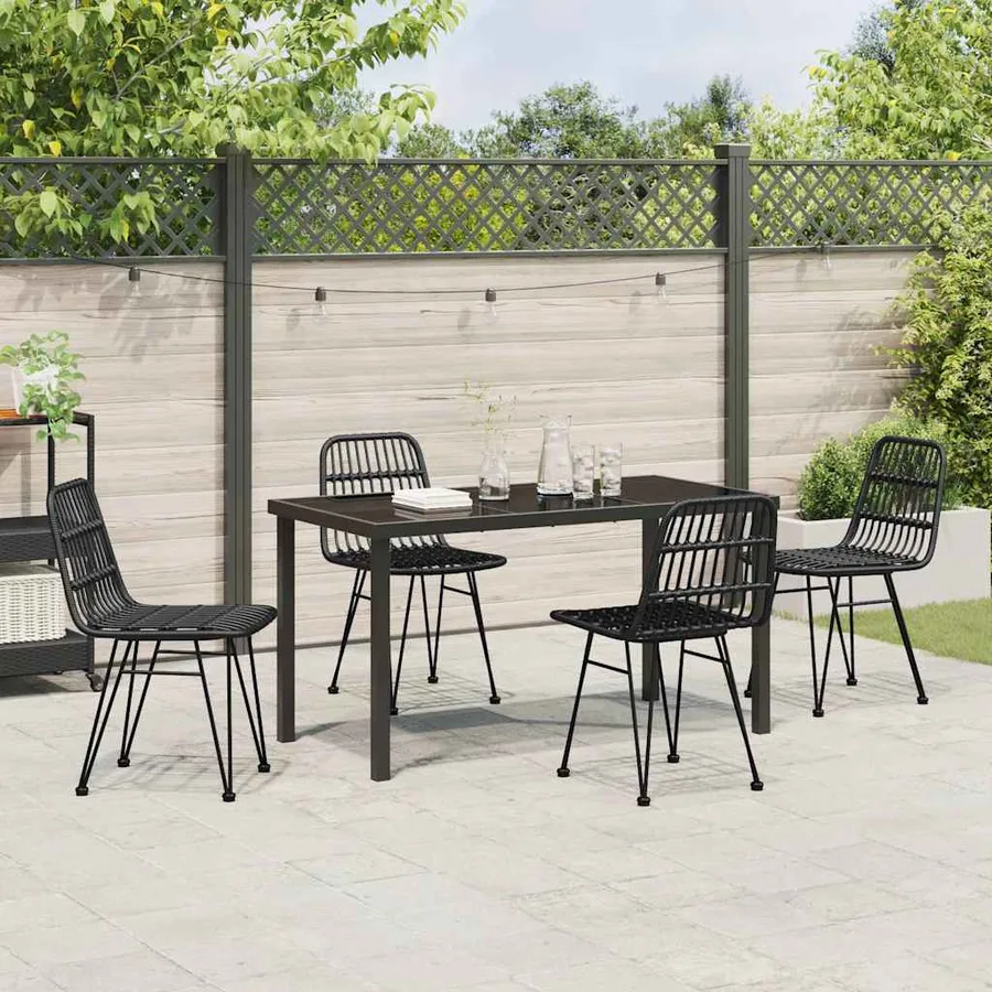 Ensemble de salle à manger pour jardin 5 pcs Noir - 4