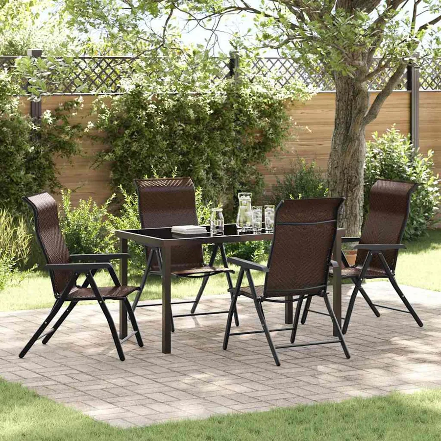Ensemble de salle à manger pour jardin 5 pcs Marron