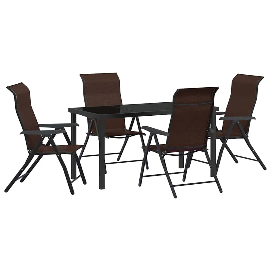 Ensemble de salle à manger pour jardin 5 pcs Marron - 2