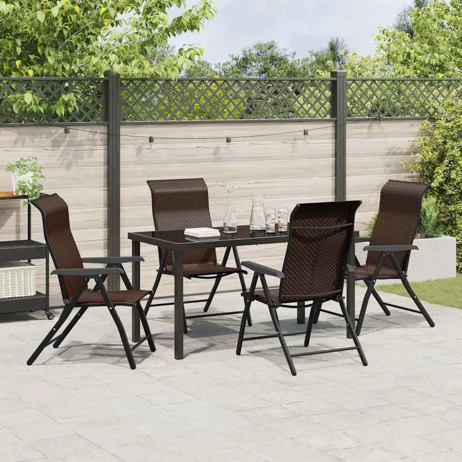 Ensemble de salle à manger pour jardin 5 pcs Marron - 4
