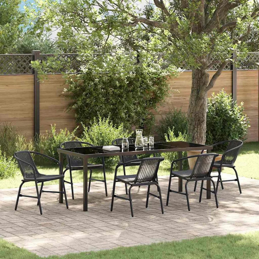 Ensemble de salle à manger pour jardin 7 pcs Noir