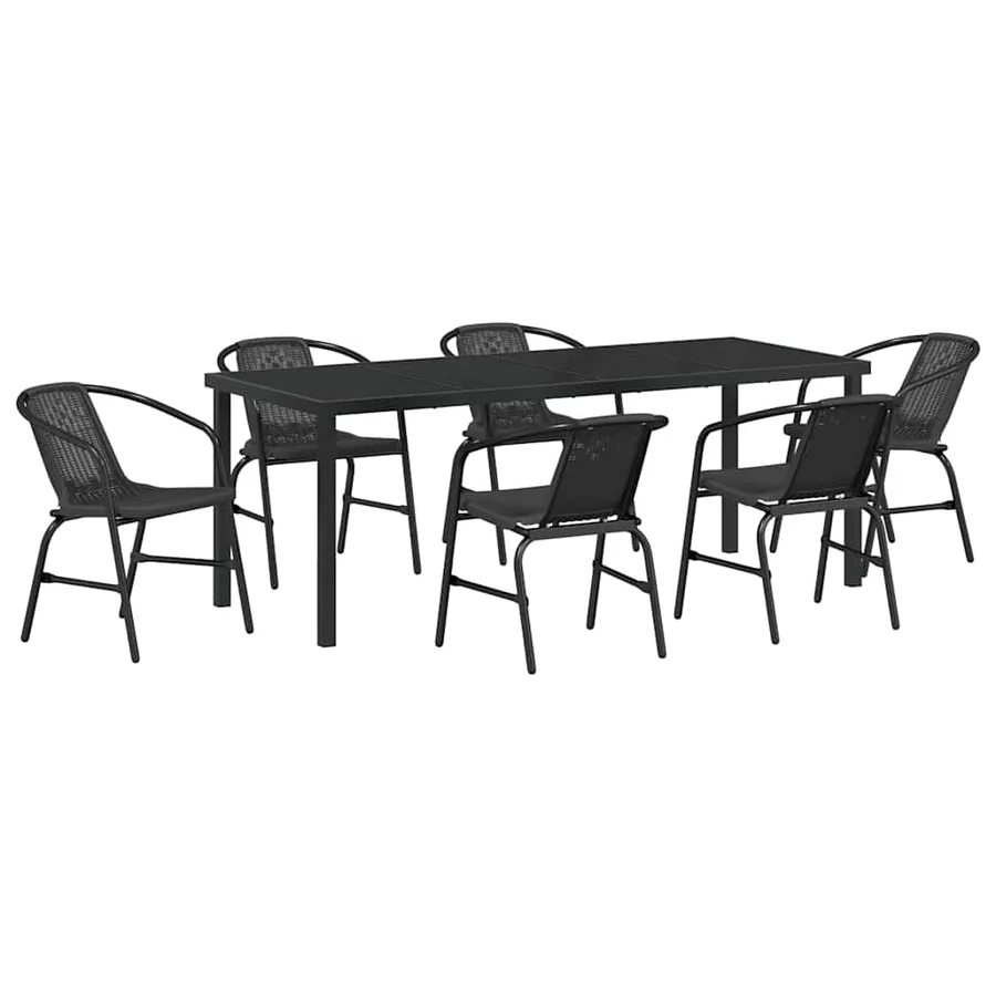 Ensemble de salle à manger pour jardin 7 pcs Noir - 2