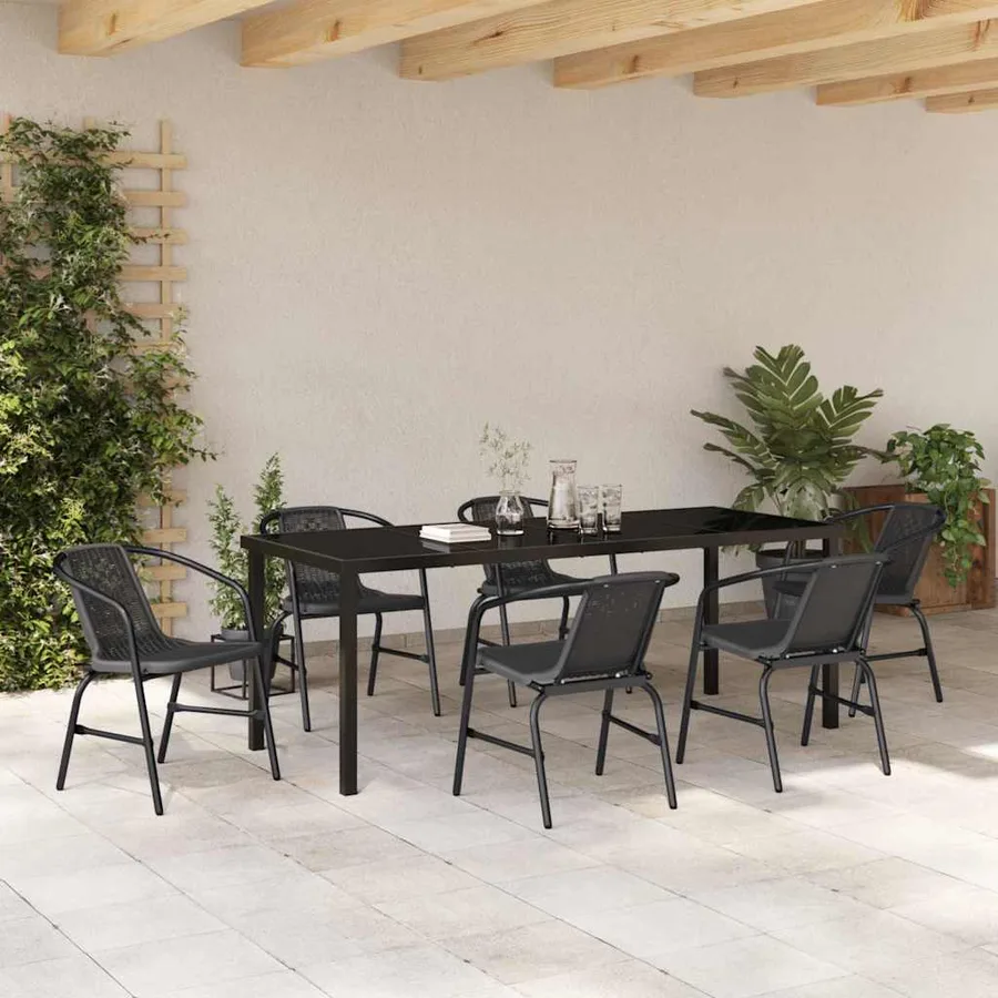 Ensemble de salle à manger pour jardin 7 pcs Noir - 4