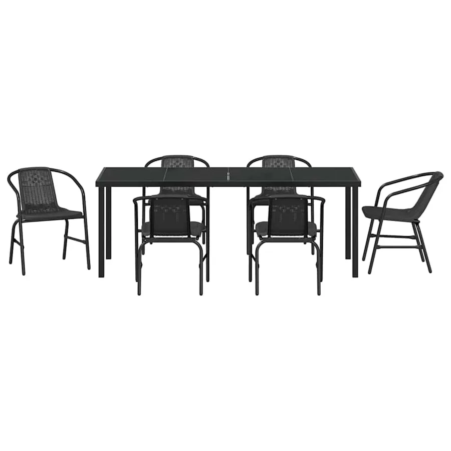Ensemble de salle à manger pour jardin 7 pcs Noir - 7