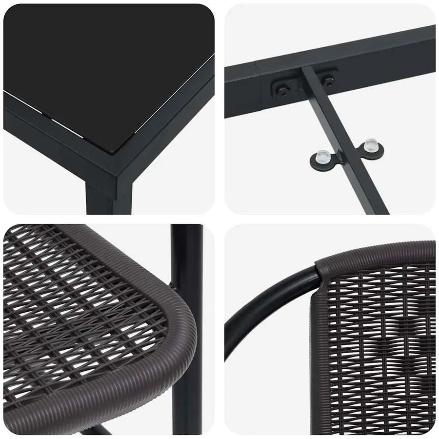 Ensemble de salle à manger pour jardin 7 pcs Noir - 9