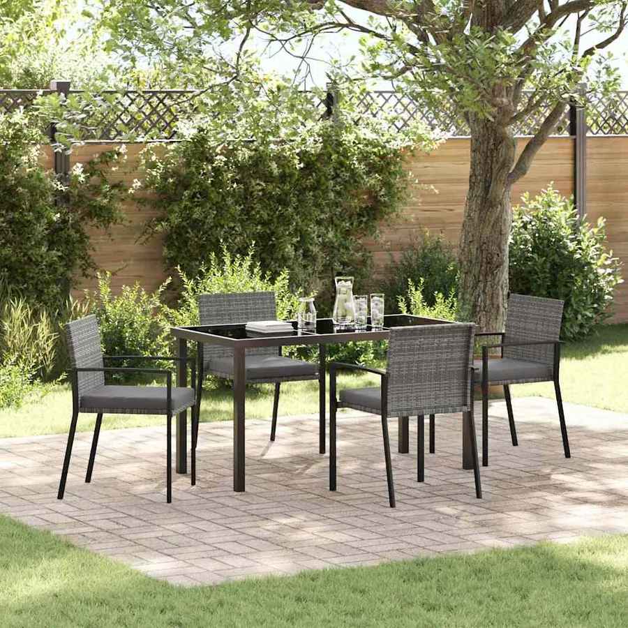 Ensemble de salle à manger pour jardin 5 pcs Gris