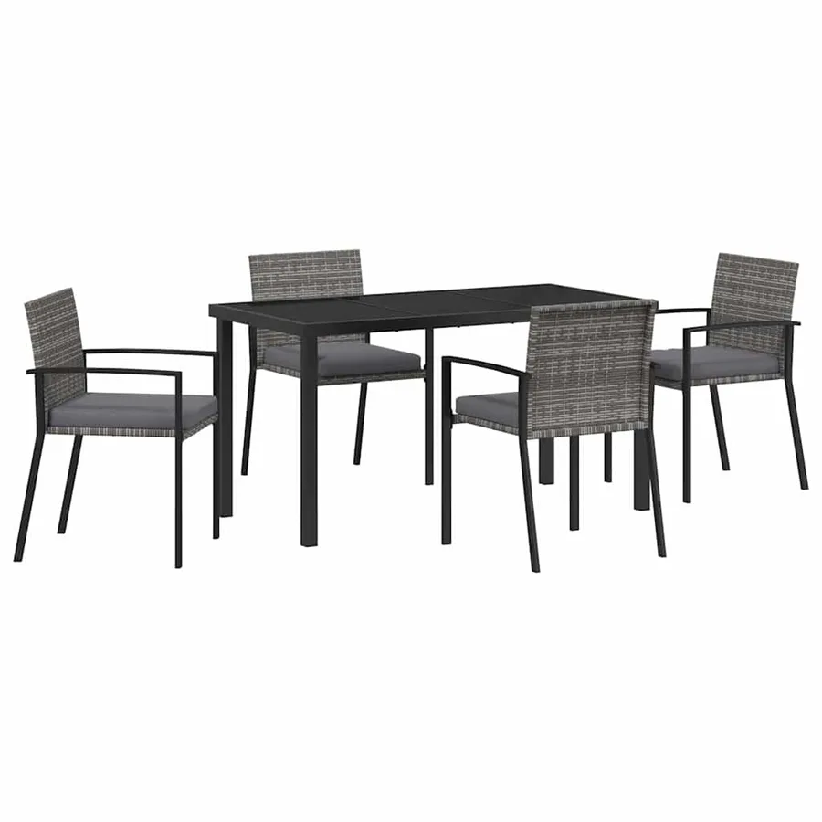 Ensemble de salle à manger pour jardin 5 pcs Gris - 2