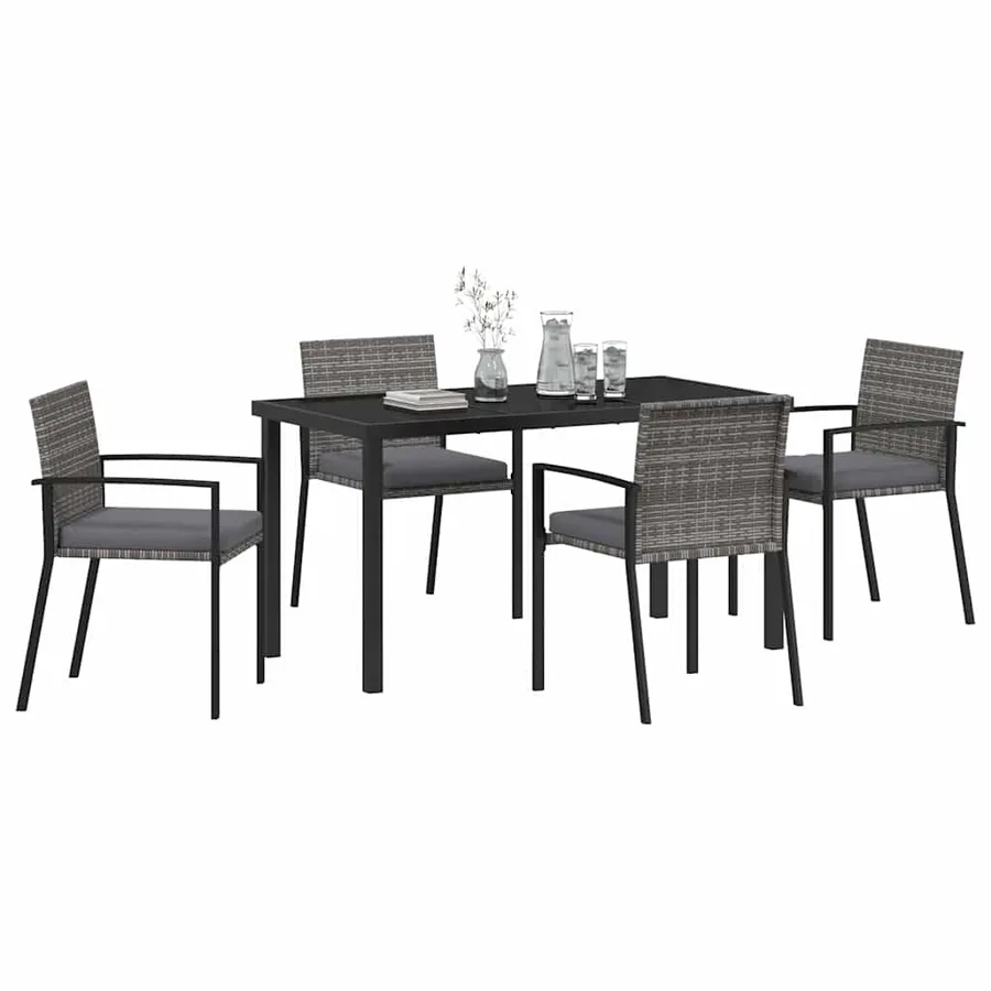 Ensemble de salle à manger pour jardin 5 pcs Gris - 3