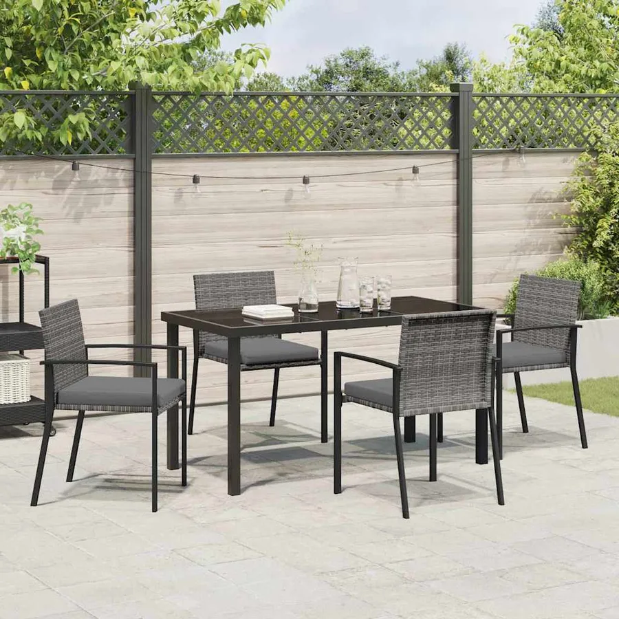Ensemble de salle à manger pour jardin 5 pcs Gris - 4