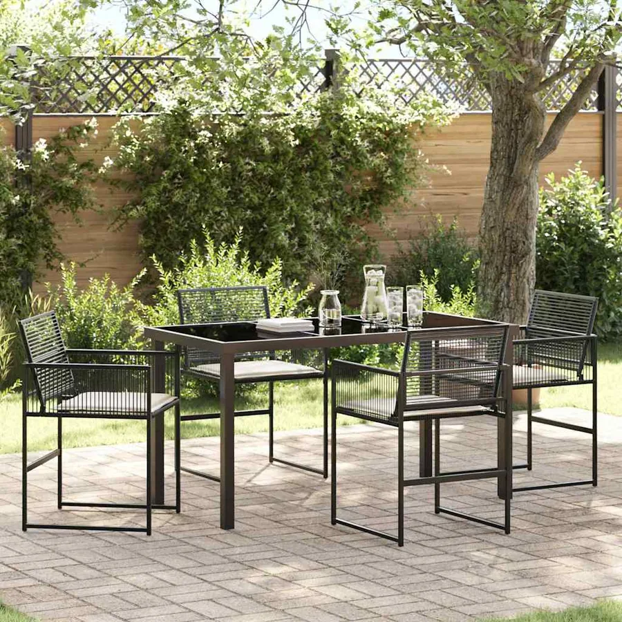 Ensemble de salle à manger pour jardin 5 pcs Noir polyrotin
