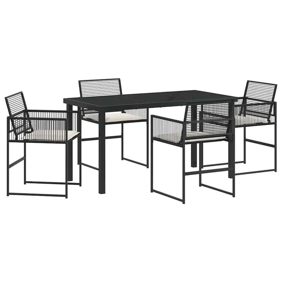 Ensemble de salle à manger pour jardin 5 pcs Noir polyrotin - 2