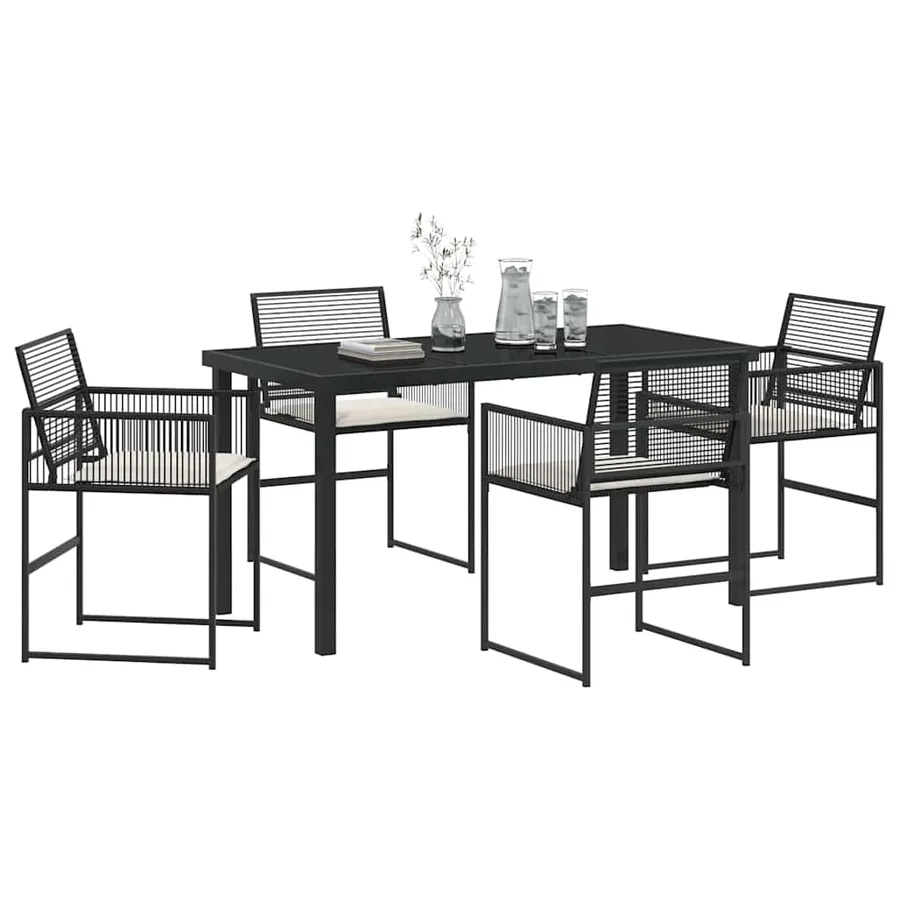 Ensemble de salle à manger pour jardin 5 pcs Noir polyrotin - 3