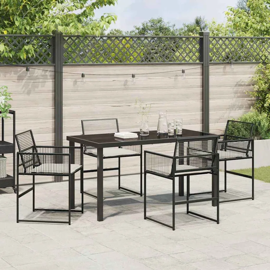 Ensemble de salle à manger pour jardin 5 pcs Noir polyrotin - 4