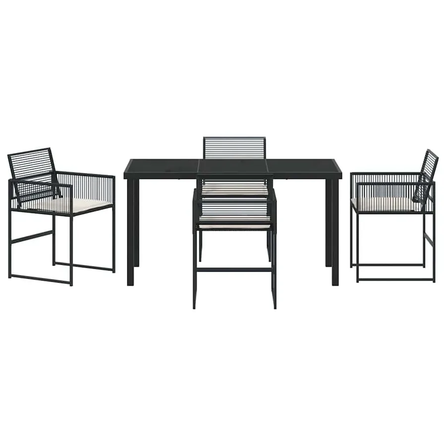 Ensemble de salle à manger pour jardin 5 pcs Noir polyrotin - 7