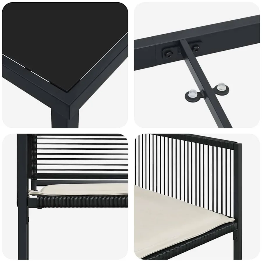 Ensemble de salle à manger pour jardin 5 pcs Noir polyrotin - 9