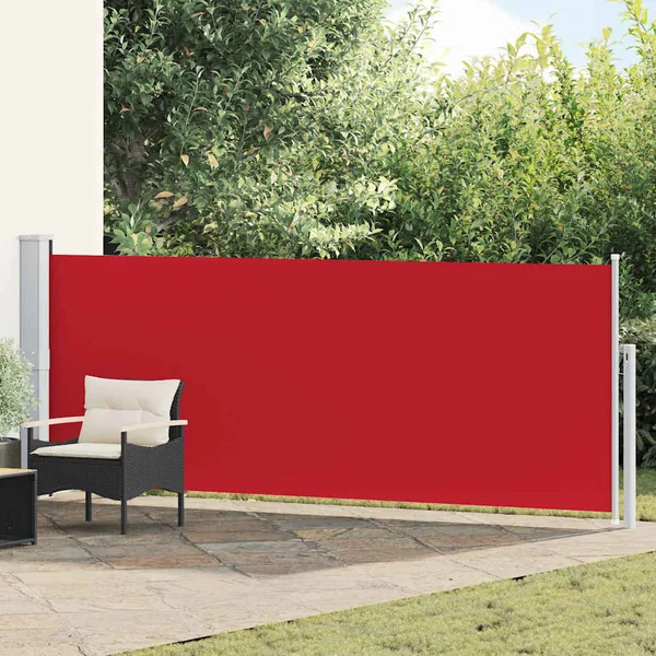 Auvent latéral rétractable de patio 140x500 cm Rouge