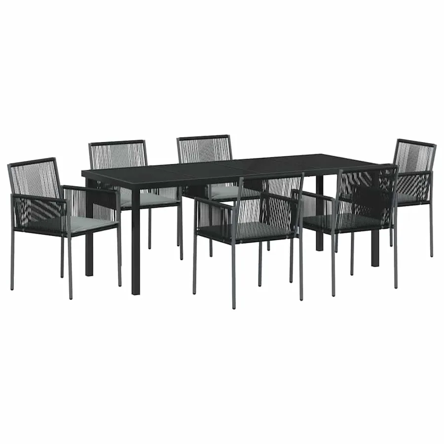 Ensemble de salle à manger pour jardin 7 pcs Noir Rotin PE - 2