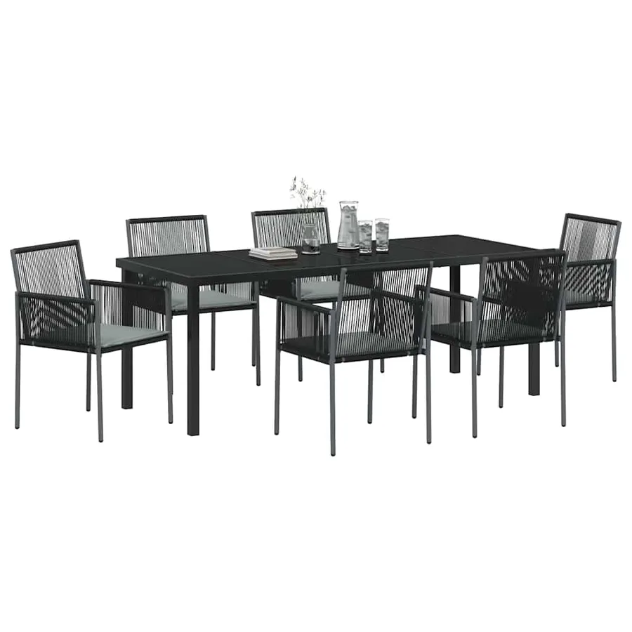 Ensemble de salle à manger pour jardin 7 pcs Noir Rotin PE - 3