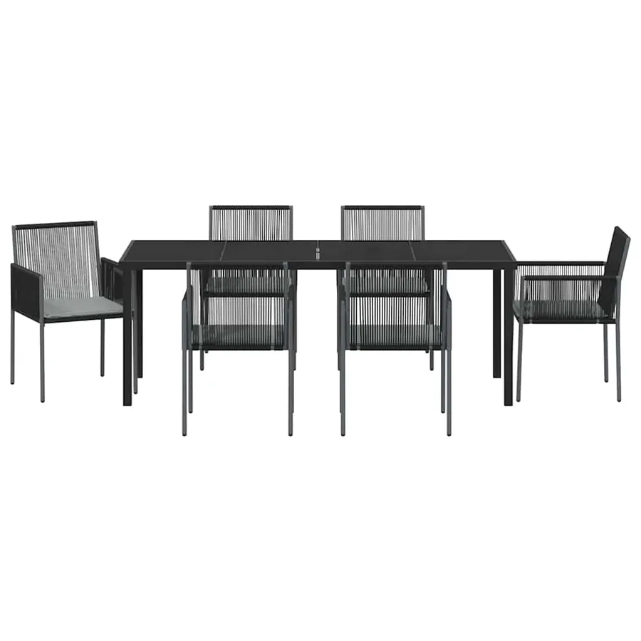 Ensemble de salle à manger pour jardin 7 pcs Noir Rotin PE - 7