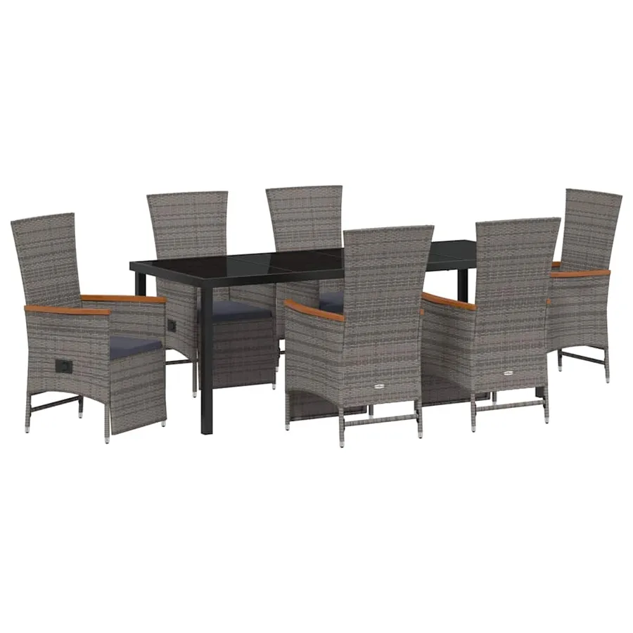 Ensemble de salle à manger pour jardin 7 pcs Gris polyrotin - 2