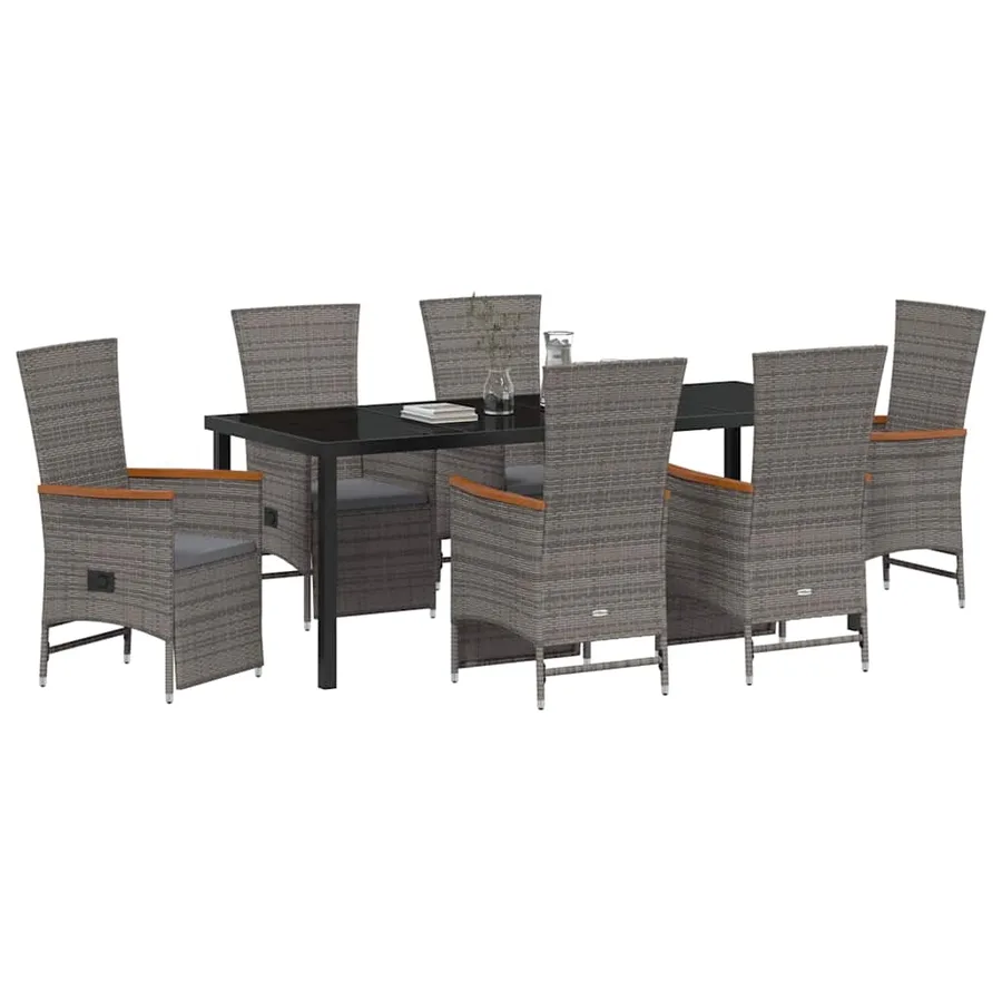 Ensemble de salle à manger pour jardin 7 pcs Gris polyrotin - 3