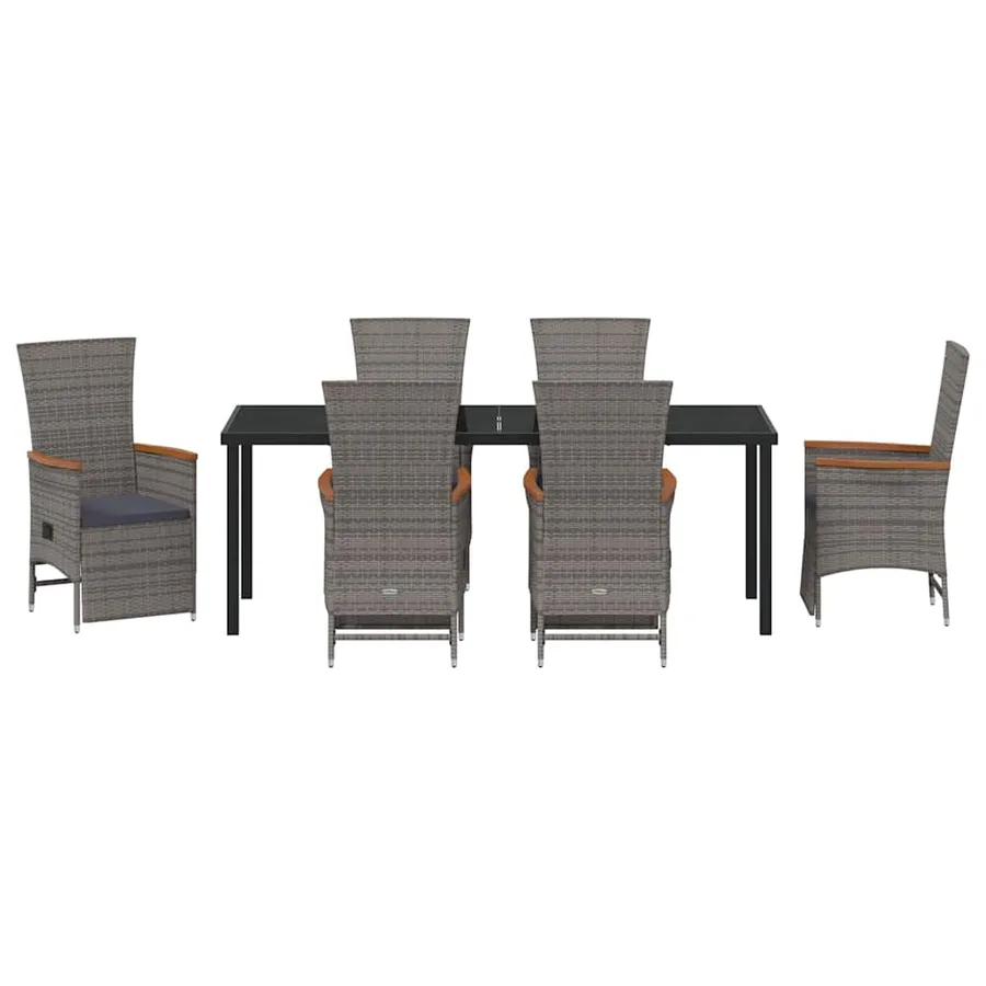 Ensemble de salle à manger pour jardin 7 pcs Gris polyrotin - 7