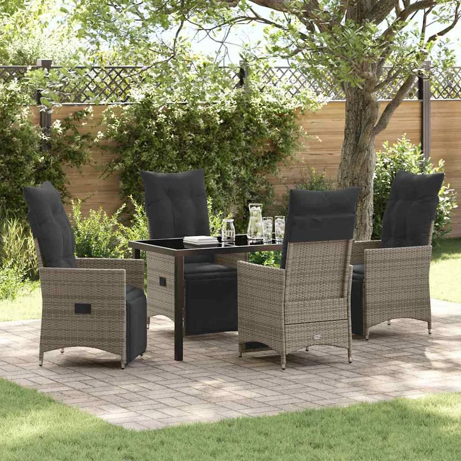 Ensemble de salle à manger pour jardin 5 pcs Gris polyrotin