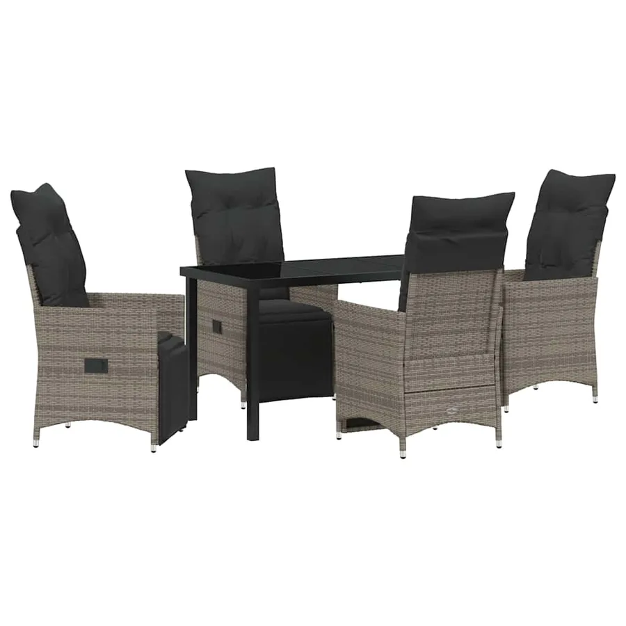 Ensemble de salle à manger pour jardin 5 pcs Gris polyrotin - 2