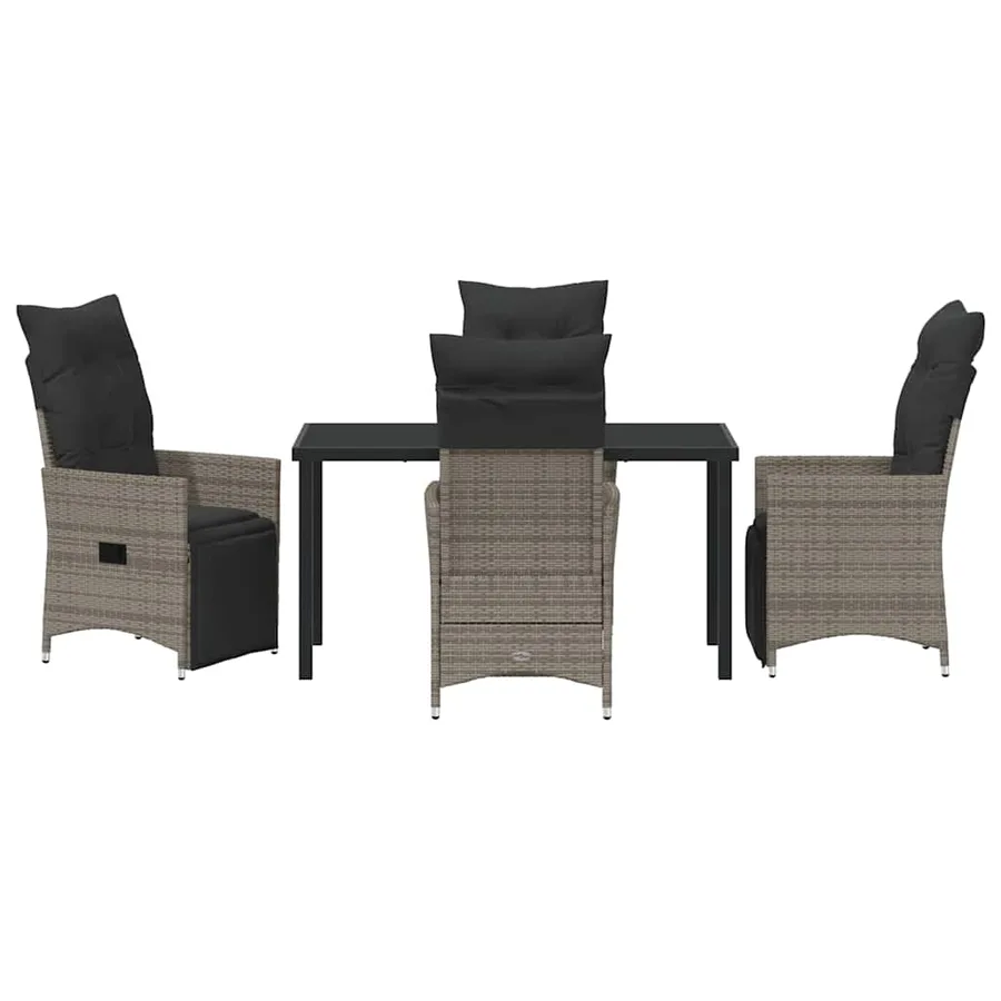 Ensemble de salle à manger pour jardin 5 pcs Gris polyrotin - 7