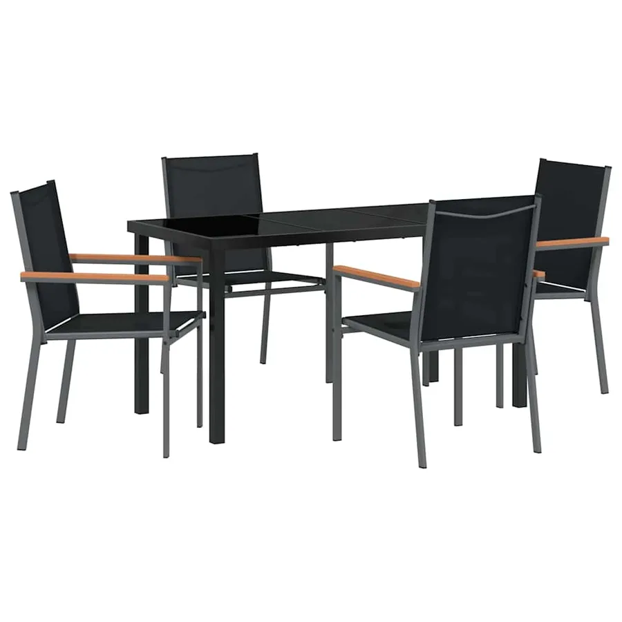 Ensemble de salle à manger pour jardin 5 pcs Noir - 2