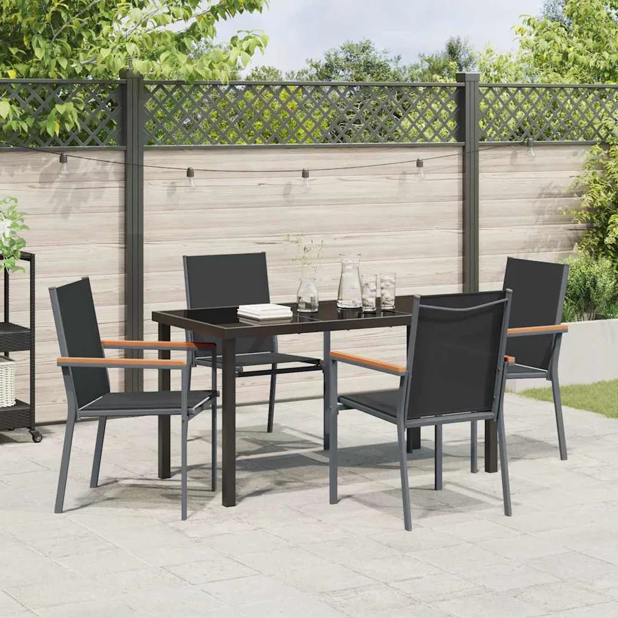 Ensemble de salle à manger pour jardin 5 pcs Noir - 4