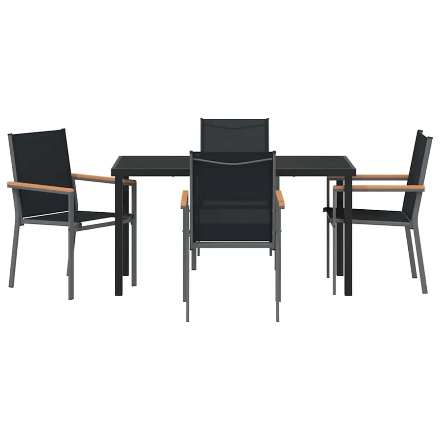 Ensemble de salle à manger pour jardin 5 pcs Noir - 7