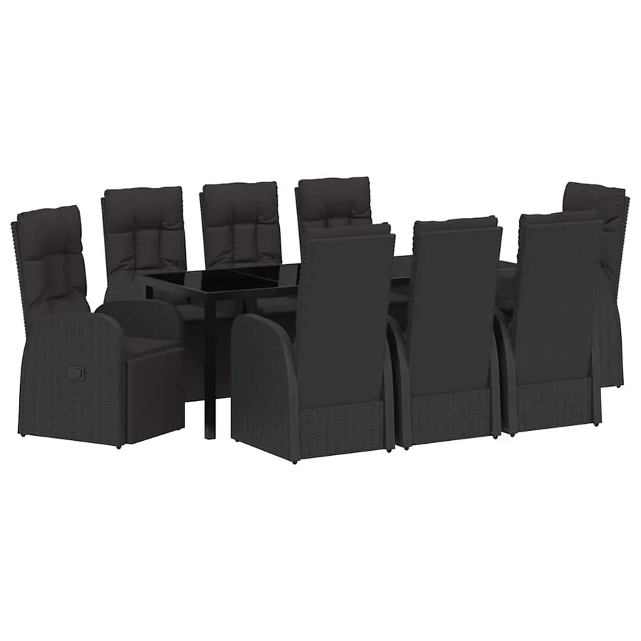 Ensemble de salle à manger pour jardin 9 pcs Noir polyrotin - 2
