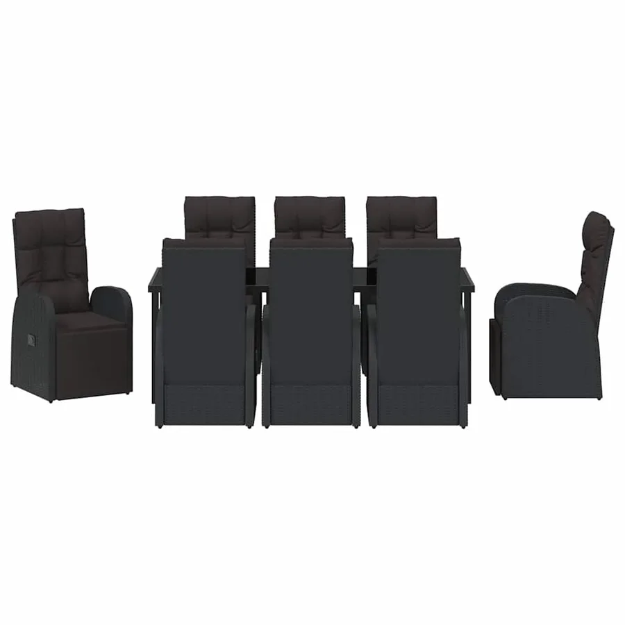 Ensemble de salle à manger pour jardin 9 pcs Noir polyrotin - 7