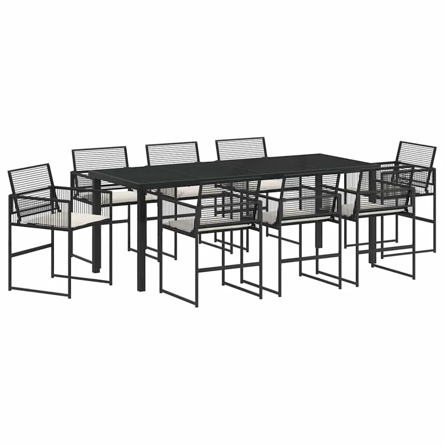 Ensemble de salle à manger pour jardin 9 pcs Noir polyrotin - 2