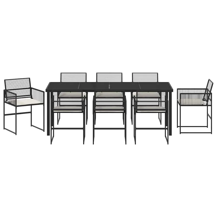 Ensemble de salle à manger pour jardin 9 pcs Noir polyrotin - 7