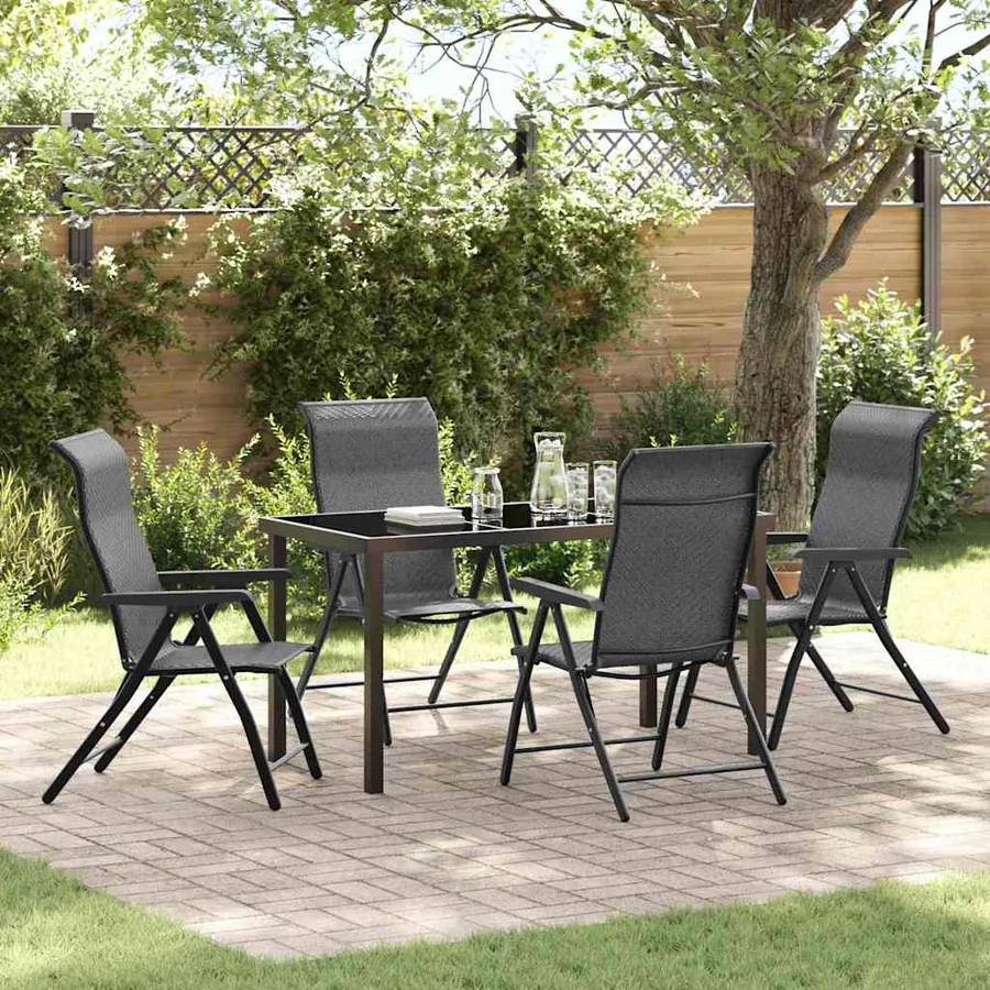 Ensemble de salle à manger pour jardin 5 pcs Gris