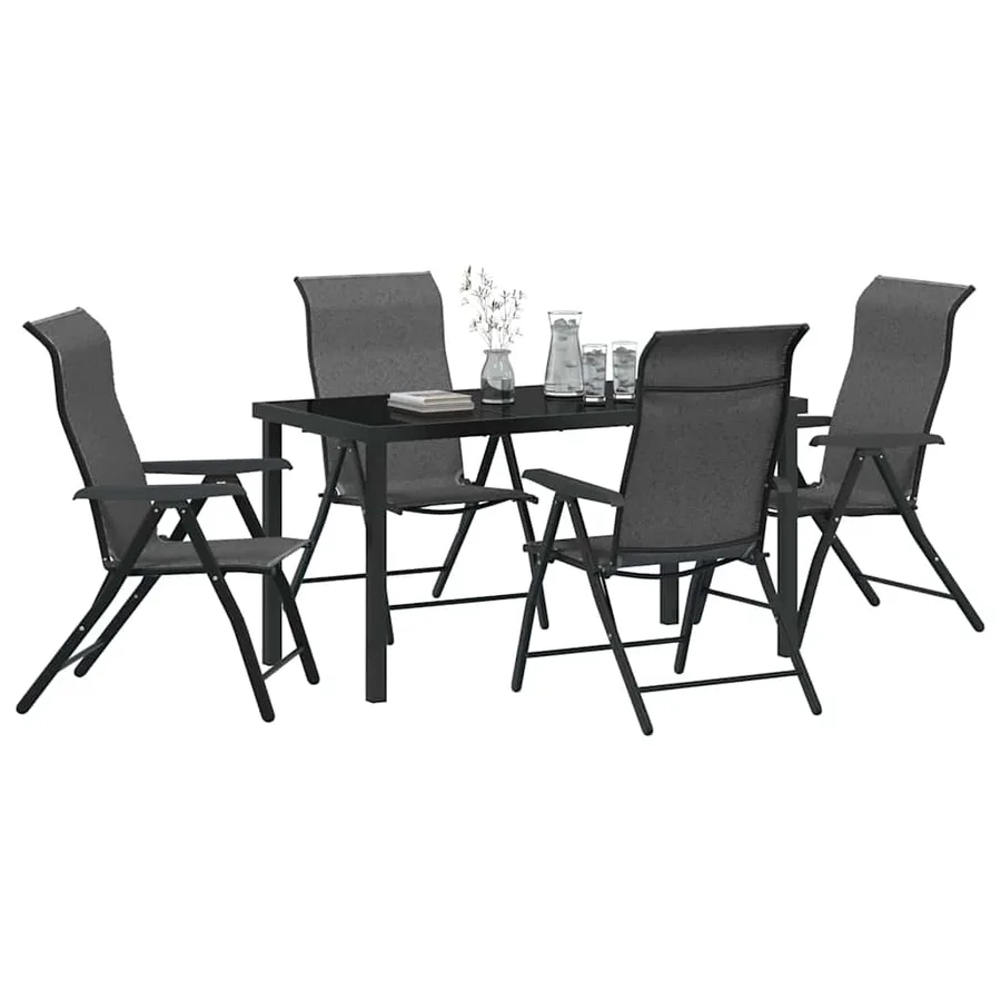 Ensemble de salle à manger pour jardin 5 pcs Gris - 3